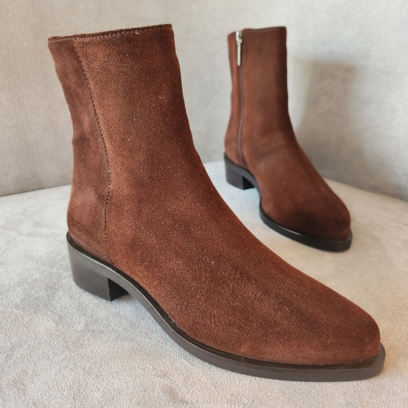 Aquatalia ankle boots brown suede chocolate luxury comfort Made